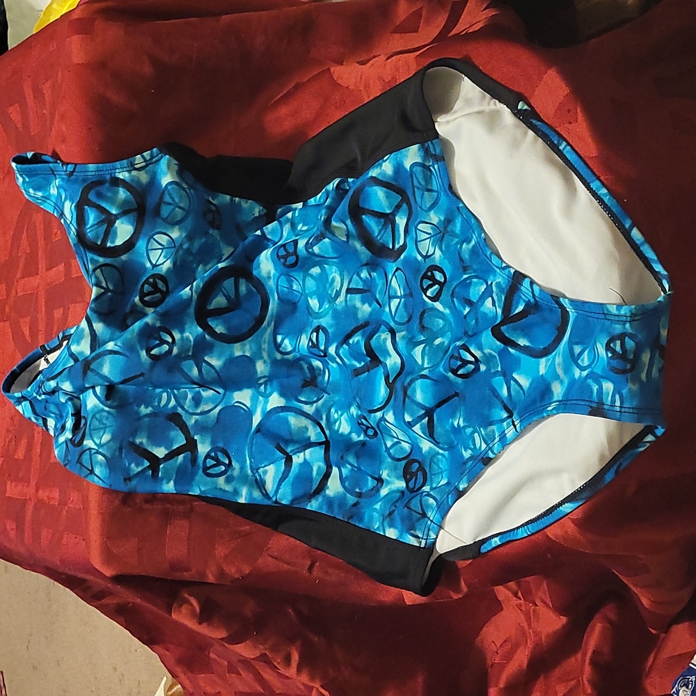 FREE IF BUNDLED one piece with PEACE sign  design white n teal  18 1/2 size